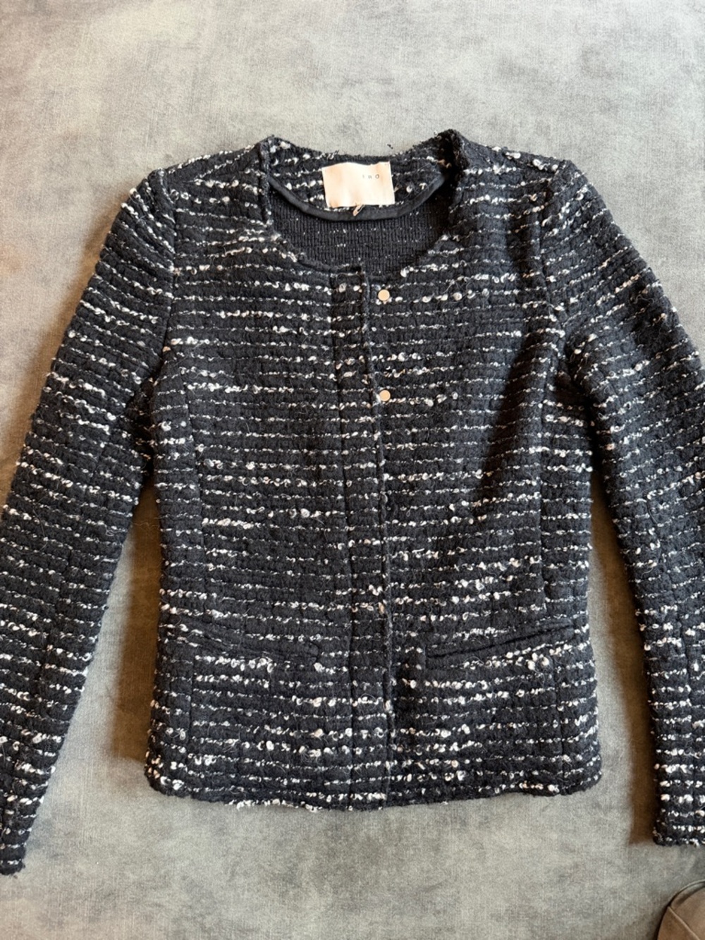 IRO Textured Black & White Tweed Jacket